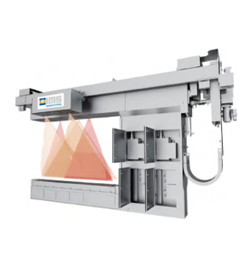 IMS measurement system with sensor optics inspecting steel strip